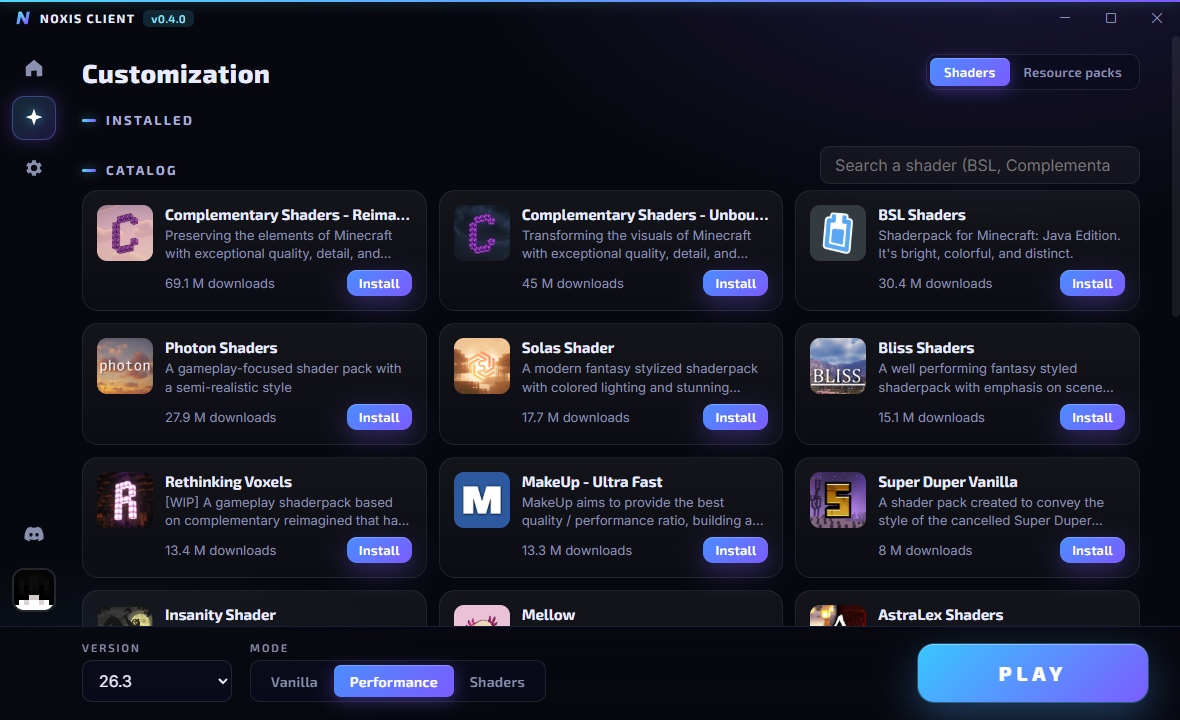 Noxis Client launcher